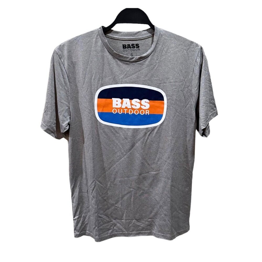 Bass Outdoor Mens Size S Grey Heather Performance Graphic Logo T-Shirt NWT